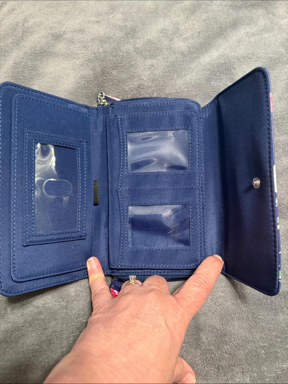 Floral Navy Wristlet Wallet - Women's Floral Zip Clutch